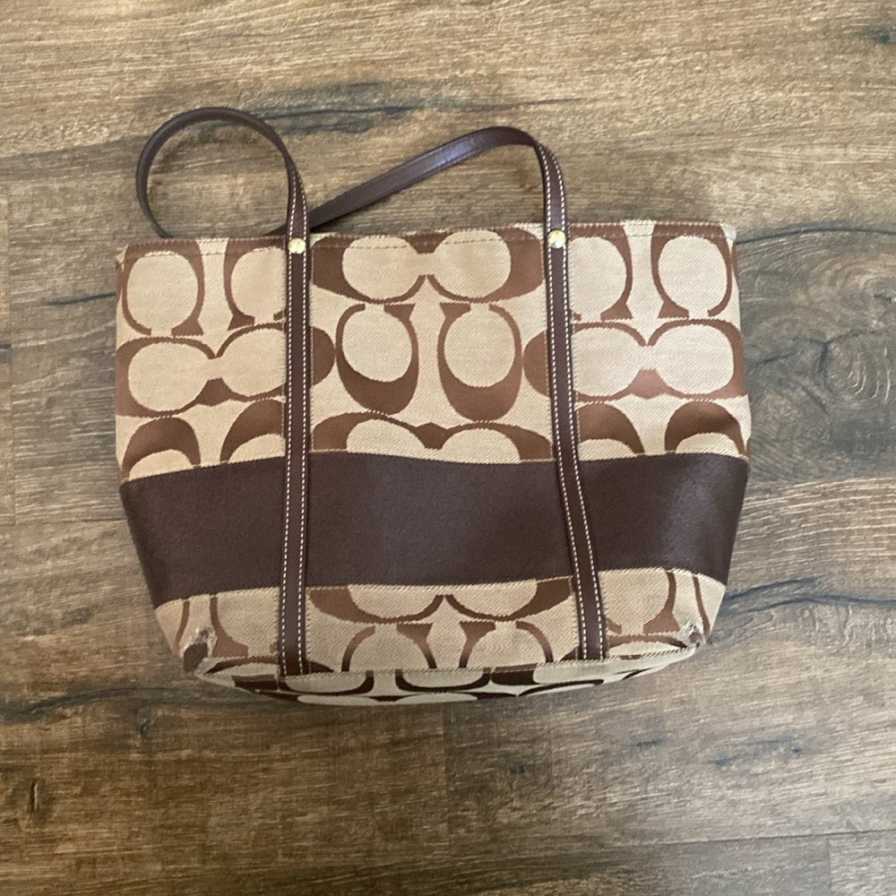 Coach Logo Brown Signature Tote Bag Reversible - Picture 7 of 14